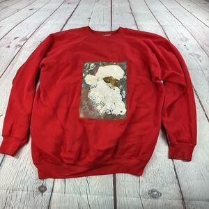 Vintage Hanes Her Way RED Sweatshirt XL Santa Clause Graphic Made in USA